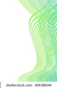 Abstract background of green and blue wavy lines