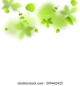 Abstract background with green blurred falling leafs. 