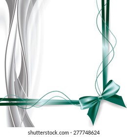 Abstract Background with Green Bow and Ribbons.