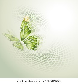 Abstract background with green butterfly