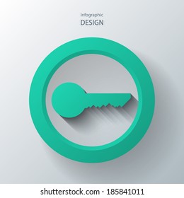 Abstract background with a green circle and a key in the middle. Eps10 Vector illustration