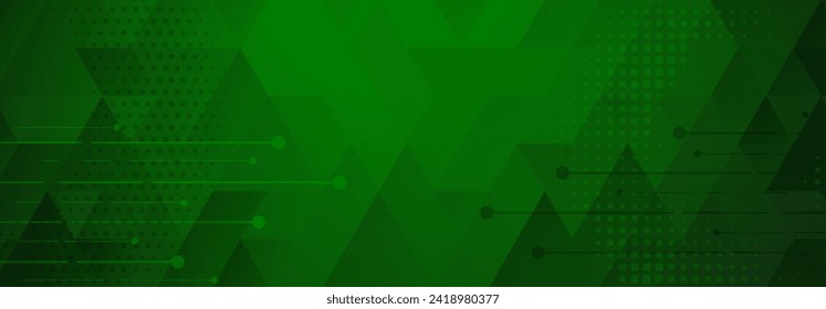 Abstrakter Hintergrund in grünen Farben, bestehend aus geometrischen Formen, Linien und Punkten