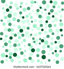 Abstract background Green dot confetti on white background. Elements of different size and color. Suitable for backgrounds of greeting cards and posters, banners. Vector.