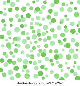 Abstract background Green dot confetti on white background. Elements of different size and color. Suitable for backgrounds of greeting cards and posters, banners. Vector.