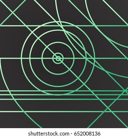 Abstract background with green dots, circles and lines