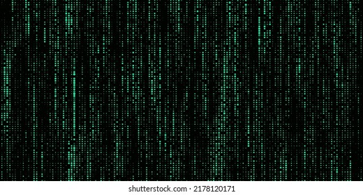 Abstract background with green dots. Grid of blinking dots. The flow of scientific data in cyberspace. Big data visualization. Vector illustration.