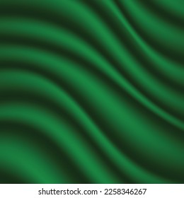 Abstract background of green fabric texture. Wallpaper luxury by soft curve of canvas and wave. Illustration background of green cloth and satin.