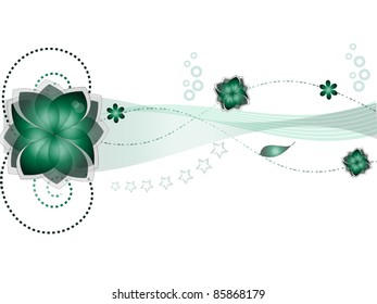 abstract background with green flowers algae