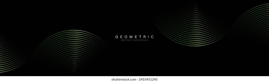 Fondo Abstractas con un anillo de círculo geométrico verde. Moderno patrón de líneas brillantes de moda mínima Horizontal. Ilustración vectorial