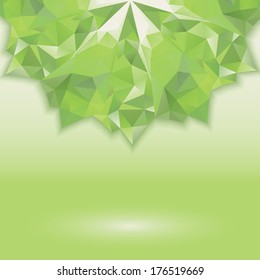 abstract background with green geometric shapes. illusion crystals. Horizontal location of the figure. Place your own text