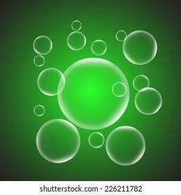 Abstract background with green glossy bubble, stock vector