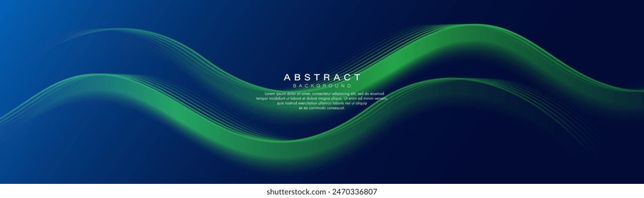 Abstrakter Hintergrund mit grün leuchtenden geometrischen Wellenlinien. Moderne minimalistische trendige glänzende Linien Muster. Vektorillustration