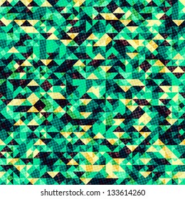 Abstract background with green glowing triangles, vector illustration