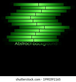 abstract background of green gradient rectangles on dark background