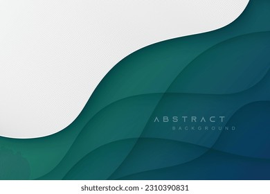 abstract background of green gradient shading line wave illustration with white 3D elements