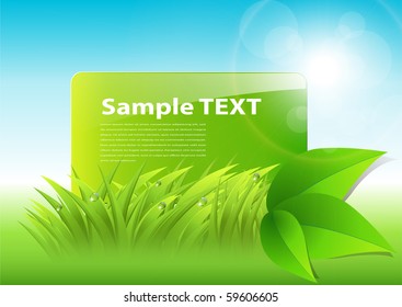 fondo abstracto con hierba y hojas verdes, vector