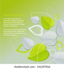 Abstract background with green and grey leaves - vector
