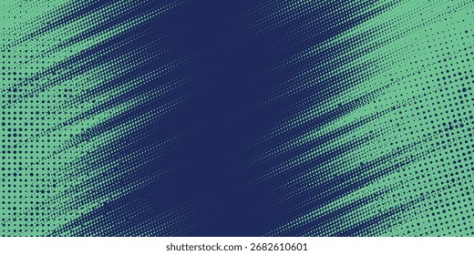 Abstract background with green halftone design template in speed line style. Vector illustration. EPS. 2