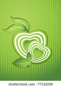 abstract background with green heart shape, nature leaf