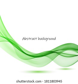 
Fondo abstracto de olas lisas horizontales verdes de humo con sombra. Elemento de diseño