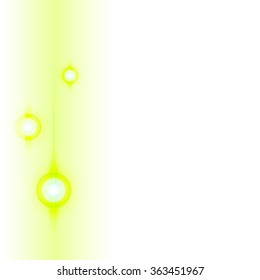 Abstract background in green hues with shining light-spheres
