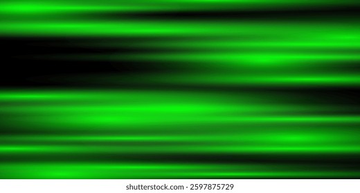 Abstract background with green laser lines. Neon light. Special effect of horizontal speed lines.