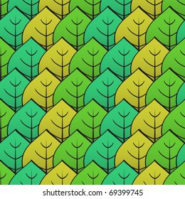 Abstract background with green leaf. Seamless pattern. Vector illustration.