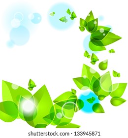 Abstract background with green leaves