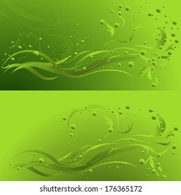 Abstract background with green leaves. Vector illustration