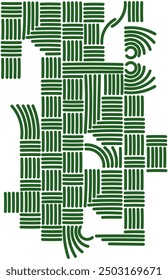 Abstract background with green lines grass and wicker
