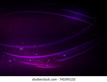 Abstract background with green magic lights. Gold glittering star dust with bokeh effect. Vector illustration