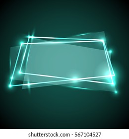Abstract background with green neon banner, stock vector