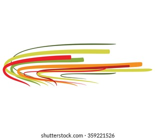Abstract background with green and orange bent lines. Vector illustration