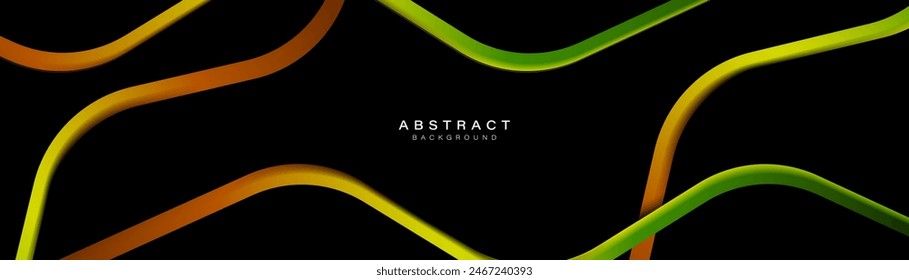 Abstract background with green, orange and yellow geometric lines. Modern minimal trendy lines pattern horizontal. Vector illustration