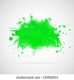 Abstract background with green paint splashes. Vector illustration.