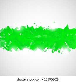 Abstract background with green paint splashes. Vector illustration.