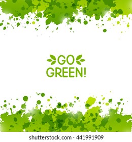 Abstract background with green paint splashes