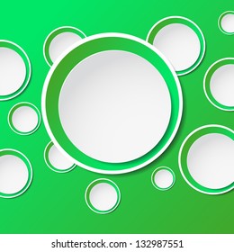 Abstract background with green paper  bubbles