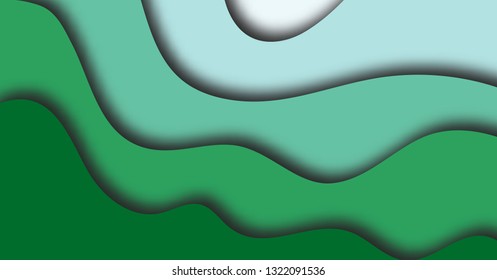Abstract  Background with Green Paper Cut shapes banner design. Vector illustration.