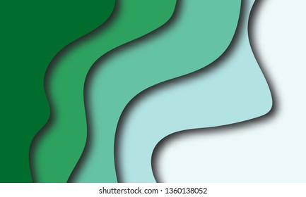Abstract  Background with Green Paper Cut shapes banner design. Vector illustration.