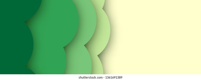 Abstract  Background with Green Paper Cut shapes banner design. Vector illustration