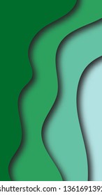 Abstract  Background with Green Paper Cut shapes stories banner design. Vector illustration.