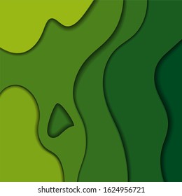 Abstract background with green paper cut shapes. Vector design layout for business presentations, flyers, posters and invitations. Carving art, environment and ecology element