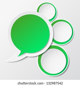 Abstract background with green paper speech bubbles