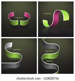 Abstract background with green and pink curved line. Collection vector web design.