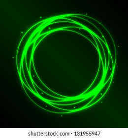 Abstract background with green plasma circle effect, vector illustration