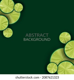 Abstract background green poster design with decorative vector circles like lime wedges