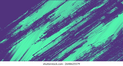 Abstract Background with Green and Purple Brush Texture and Halftone Effect. Grunge Sport Background, for Event Banner or Poster Design.art