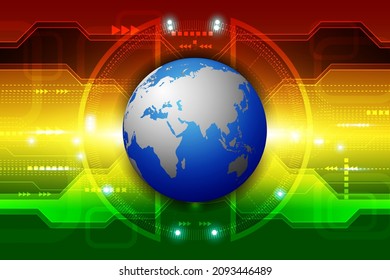 abstract background green red yellow There is a world in the middle modern style