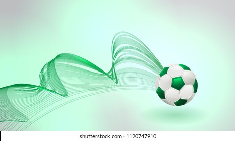 Abstract background with green soccer ball.Vector illustration.